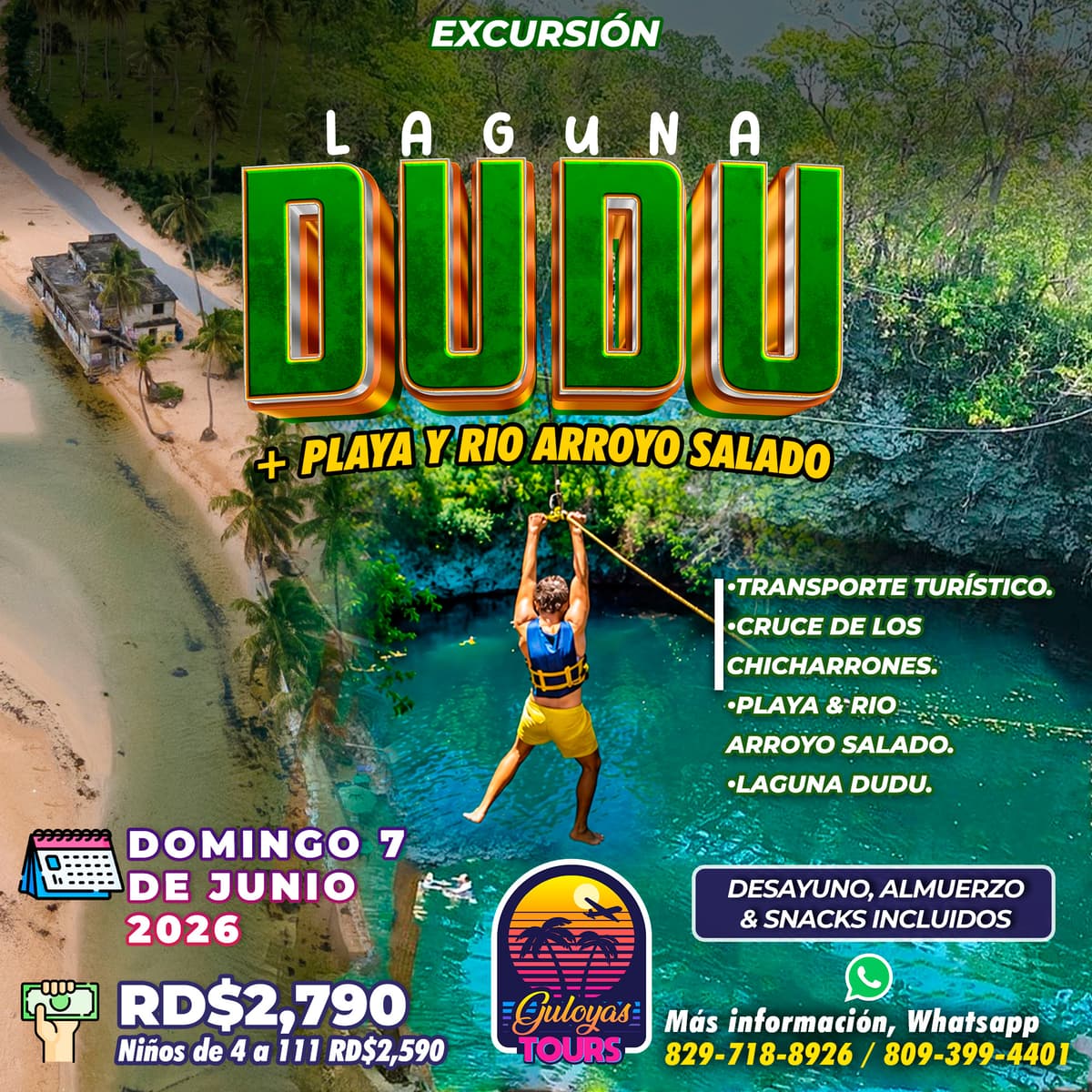 Excursión a Laguna Dudú + Playa & Río Arroyo Salado