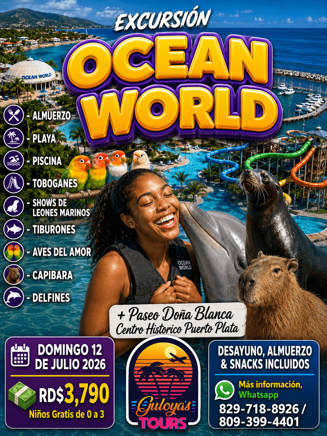 EXCURSIÓN OCEAN WORLD + PASEO DOÑA BLANCA + CENTRO HISTÓRICO DE PUERTO PLATA 🐬🦭